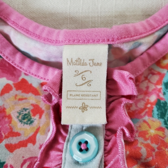 Matilda Jane Floral Polka Dot Pink Kids Nightgown Dress Pajamas PJs Kids 6 - Picture 6 of 8